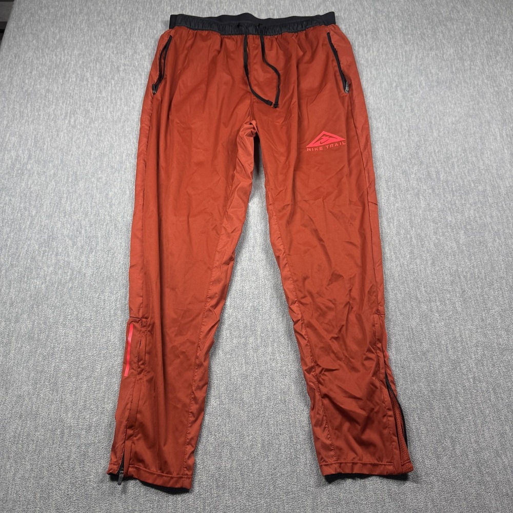 Nike Trail Track Pants Mens M Rust Terracotta Running Zipper Hem DM4654-832
